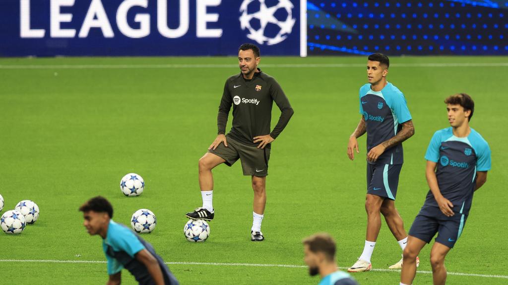 Xavi Hernández, en un entrenamiento del FC Barcelona