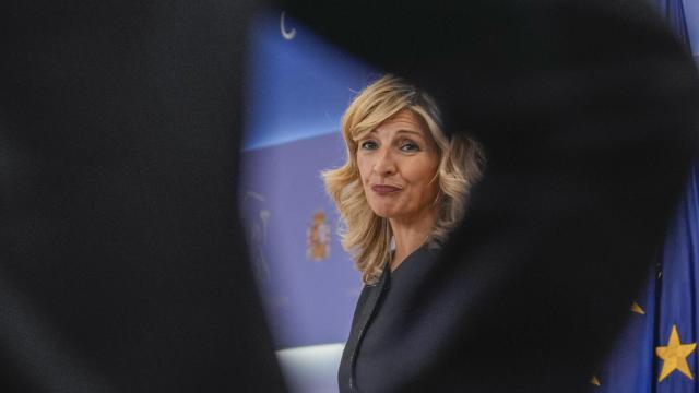 La líder de Sumar y vicepresidenta segunda del Gobierno en funciones, Yolanda Díaz, este lunes en el Congreso de los Diputados.