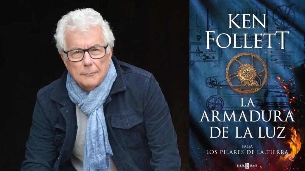 Retrato del escritor Ken Follett y la portada de su nueva novela