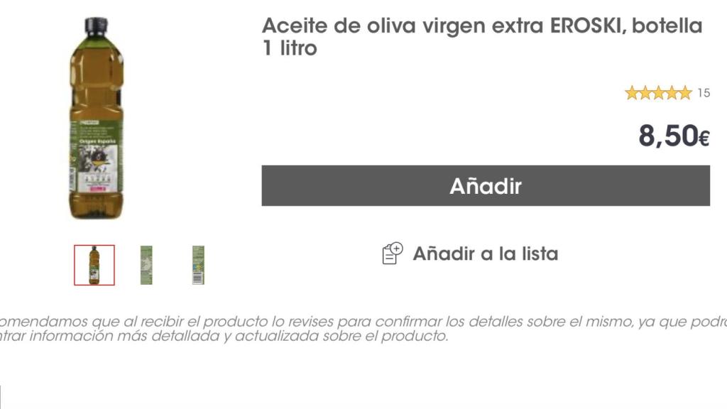 Aceite de oliva virgen extra.