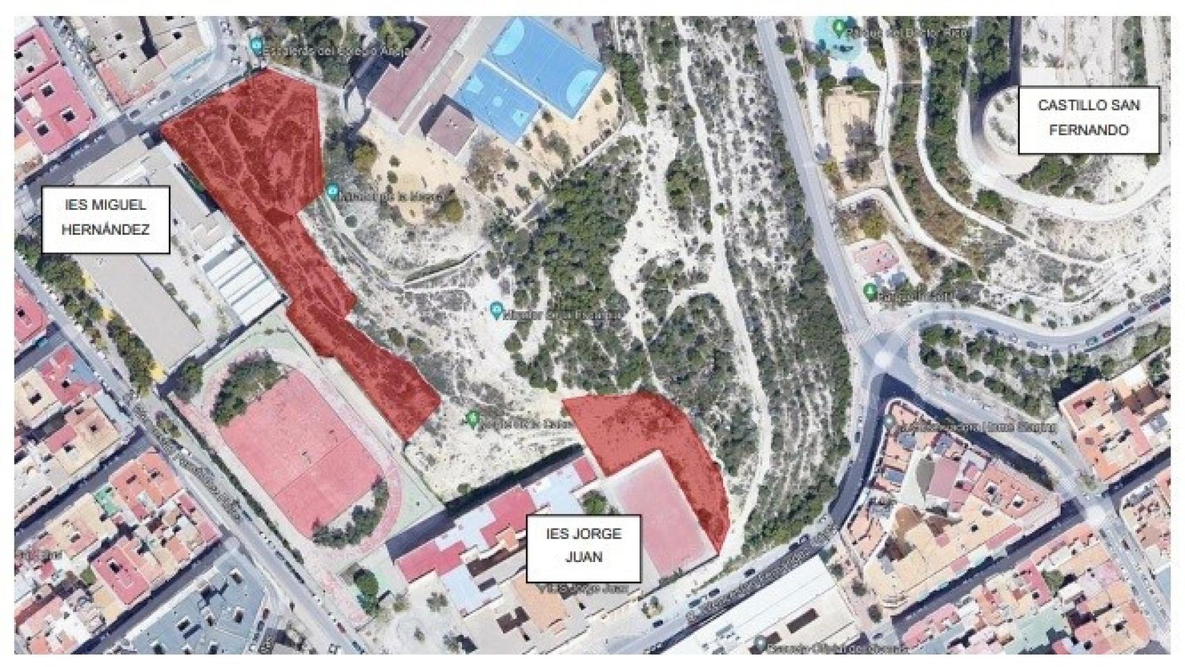 El plano de las obras en la ladera sur del monte Tossal