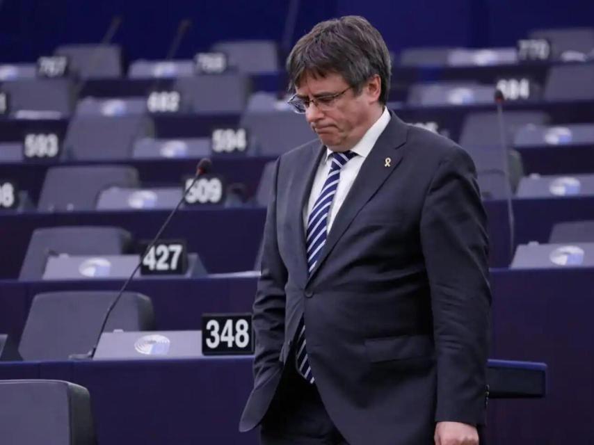 El expresidente de la Generalitat, Carles Puigdemont, en la sede del Parlamento Europeo en Estrasburgo.