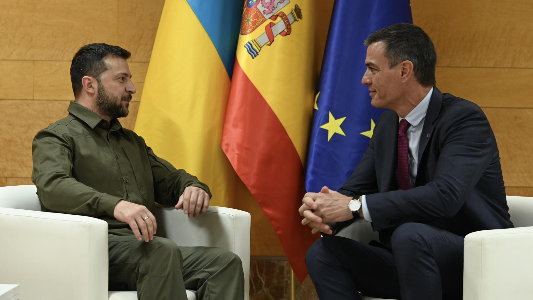 Pedro Sánchez, durante su reunión con Zelenski en octubre