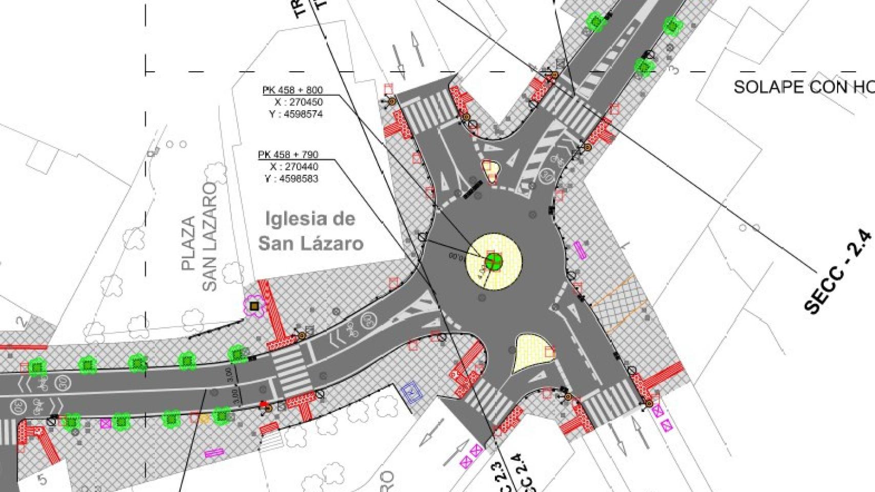 Plano de la futura rotonda en la avenida Galicia