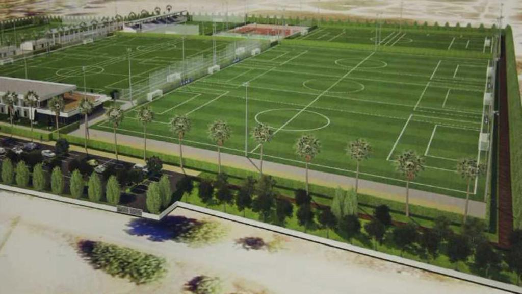 Infografía del proyecto de la ciudad deportiva del Málaga C. F.
