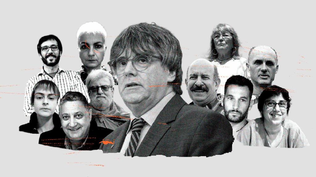 Carles Puigdemont rodeado de un sector crítico