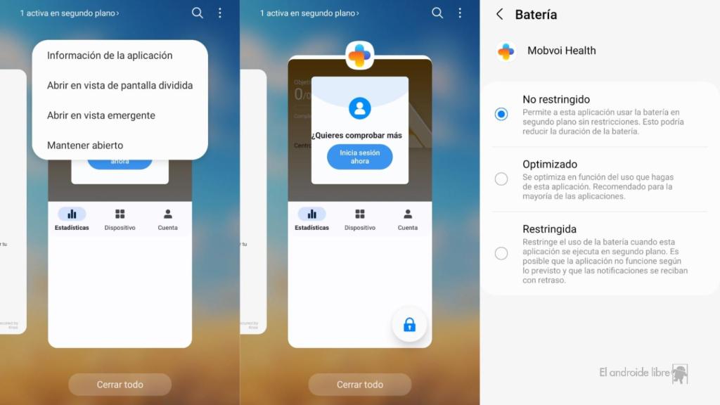 Menú de apps en Samsung