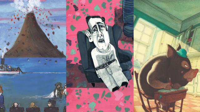 De izquierda  a derecha, ilustraciones  de Emilio Urberuaga, Ilu Ros  y Enrique Breccia.