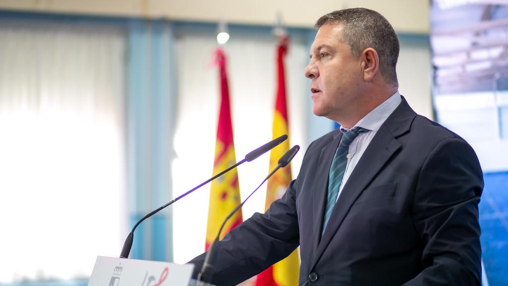 Emiliano García-Page, presidente de Castilla-La Mancha, este lunes en Villarrobledo (Albacete)