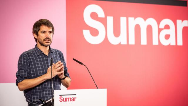 El portavoz de Sumar, Ernest Urtasun, en rueda de prensa en una imagen de archivo.