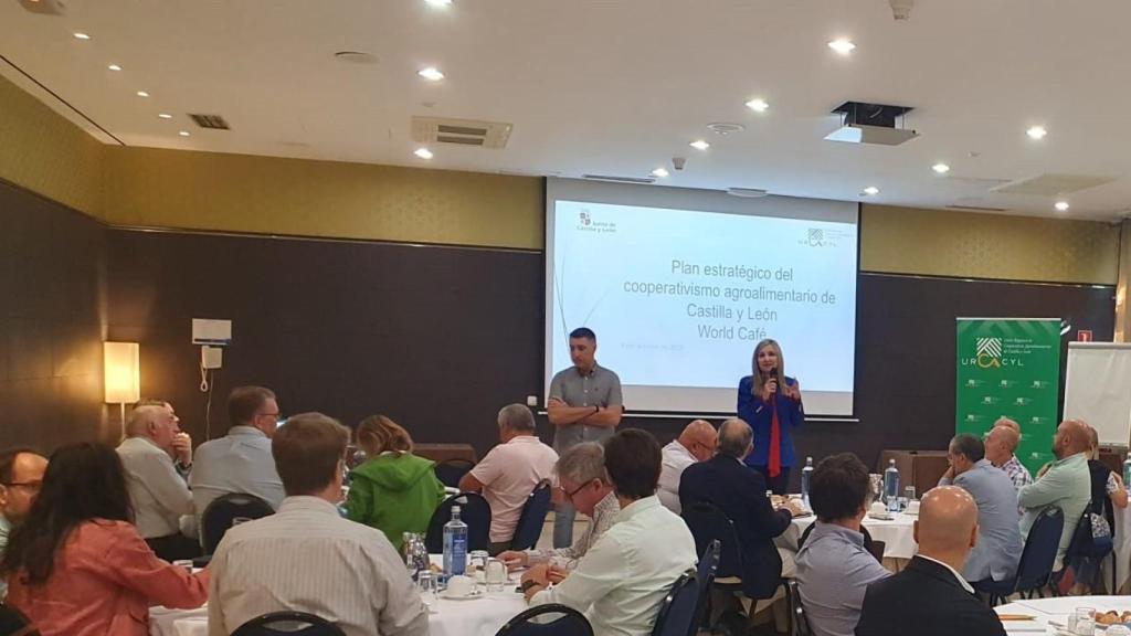 Mª José González Garrachón, dtra. gral. de la Industria y la Cadena Agroalimentarias, durante una de las reuniones de Urcacyl para presentar el Plan Estratégico 2024-2027
