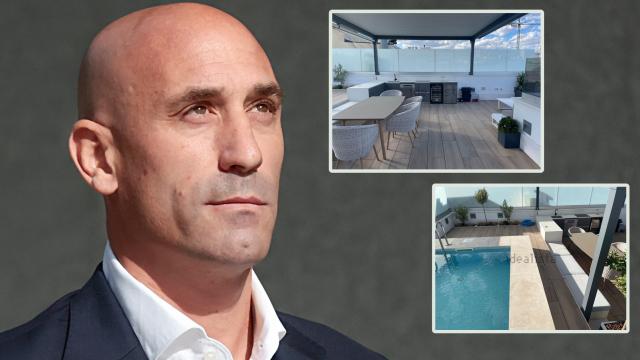 Luis Rubiales junto a dos estancias del que fue su domicilio en Madrid en un montaje de EL ESPAÑOL.