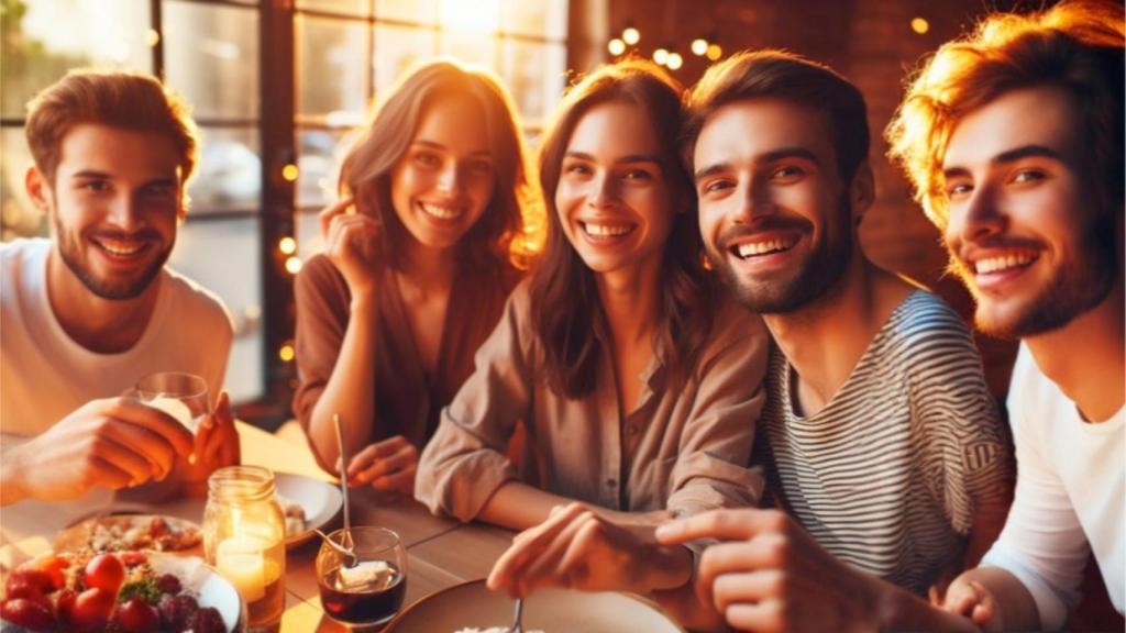 Amigos en un restaurante