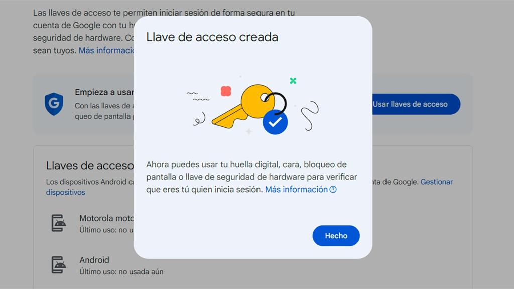 Así se crea una llave de acceso