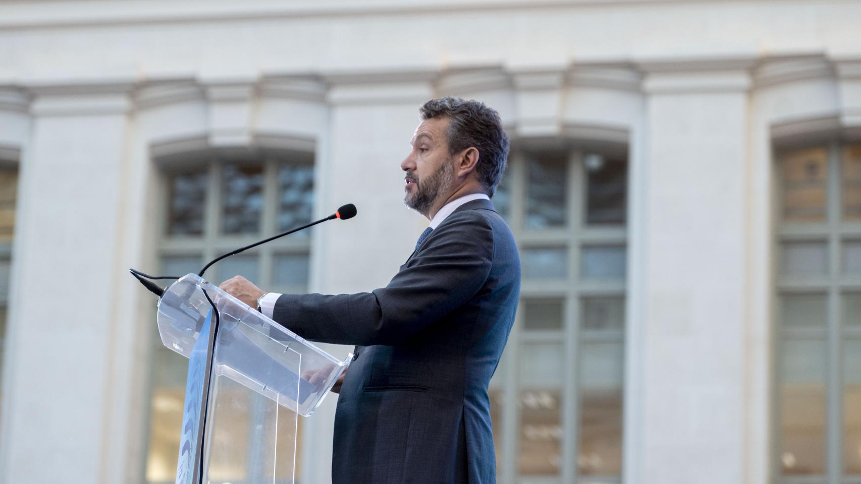El presidente de la CNMV, Rodrido Buenaventura, interviene durante el foro ESG Summit Europe.