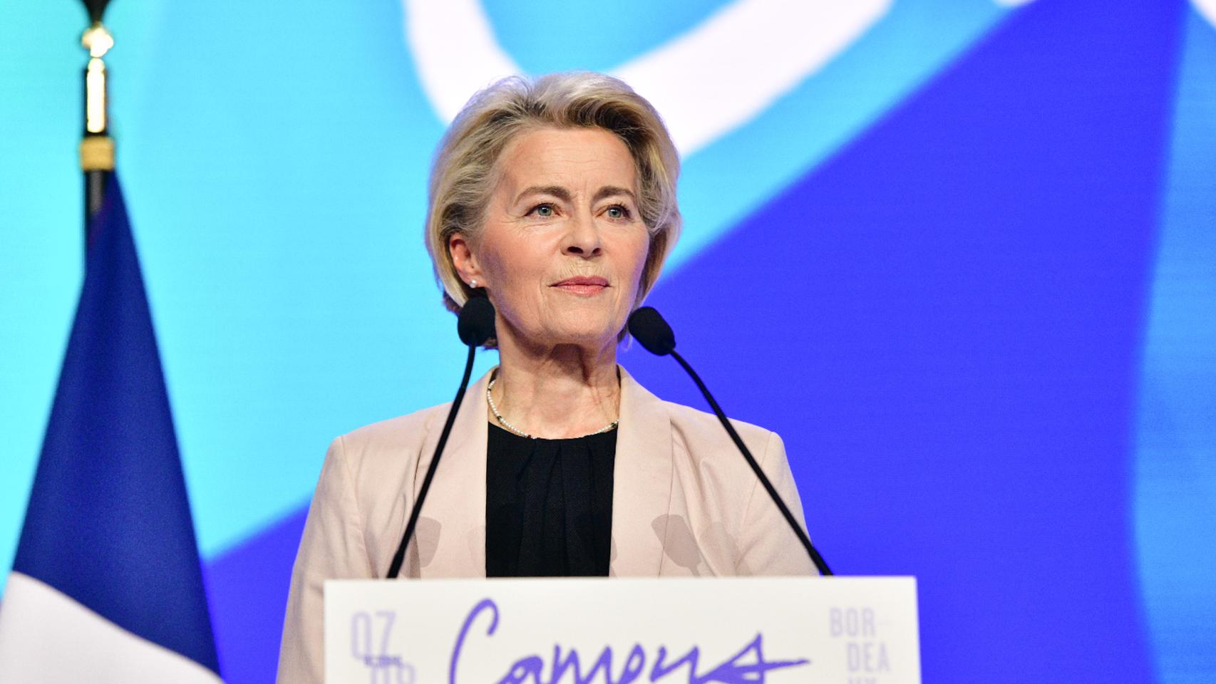 La presidenta de la Comisión, Ursula von der Leyen, durante un acto político el fin de semana