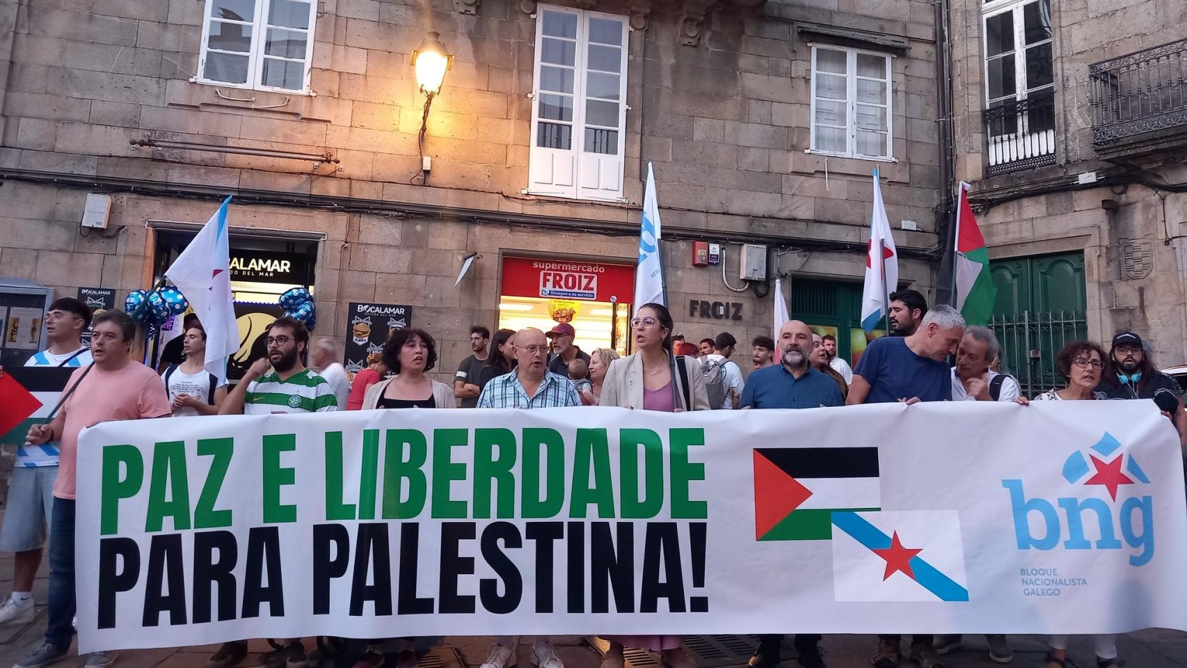Concentración a favor de Palestina en Santiago de Compostela, a 9 de octubre de 2023.