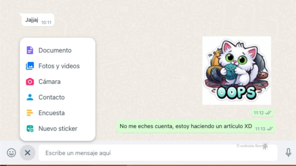 Nuevo Stcker en WhatsApp Web