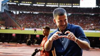 Eden Hazard, durante un acto con la selección de Bélgica.