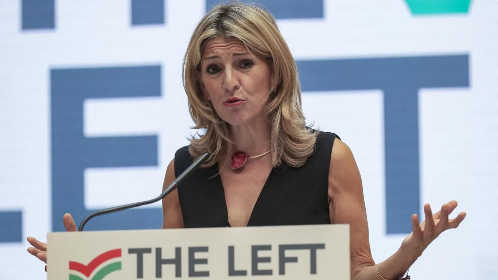 La vicepresidenta segunda del Gobierno, Yolanda Díaz, este miércoles en las jornadas de La Izquierda Europea.