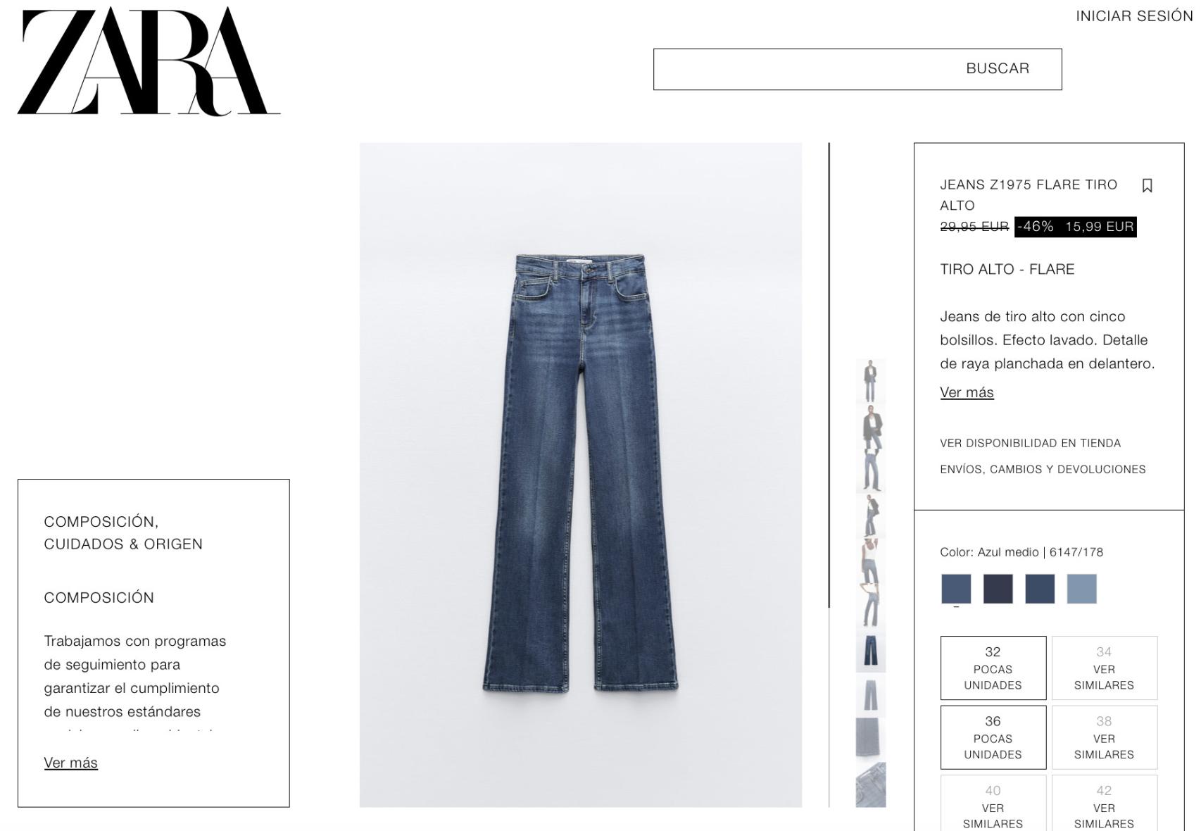 Jeans tiro alto.