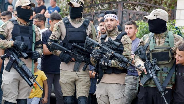 Miembros de Fatah durante un funeral en Cisjordania este miércoles.