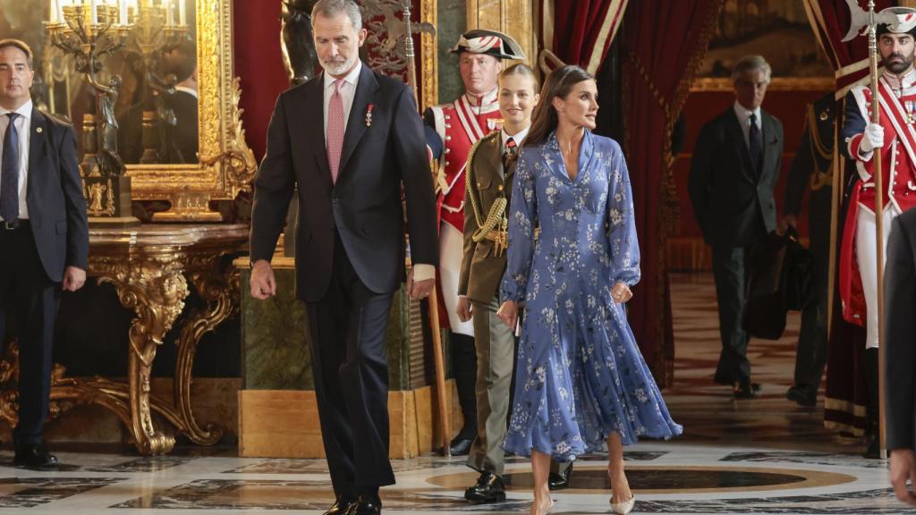 Los reyes y la princesa Leonor, en la recepción del Día de la Hispanidad.
