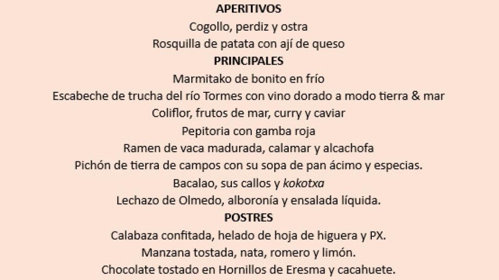 Pases del menú que elaborarán los dos chefs