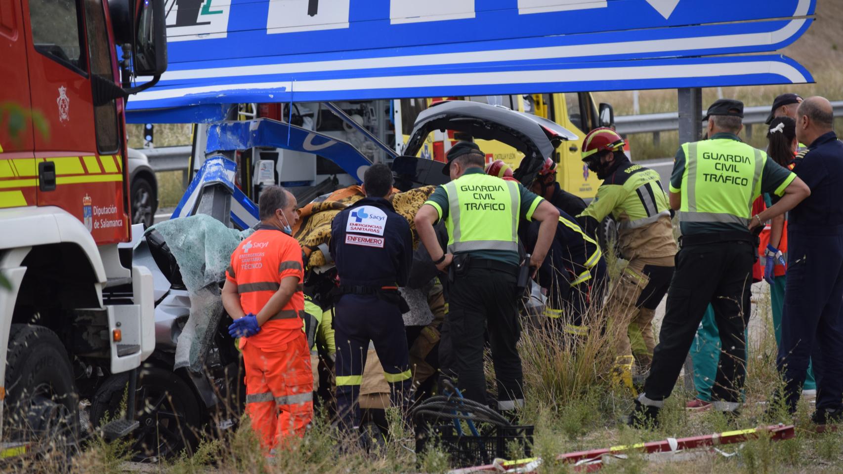 Accidente en la A-50 en Cantaracillo (Salamanca)