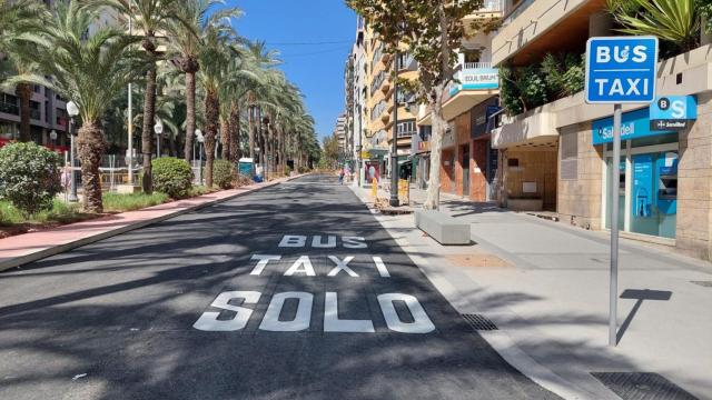 El nuevo carril bus en la avenida Federico Soto.