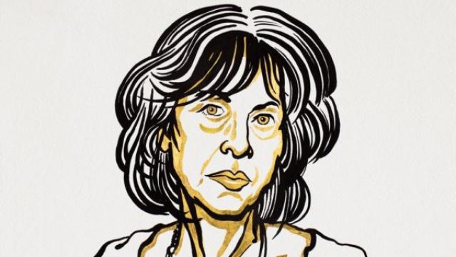 Louise Glück. Ilustración de Niklas Elmehed para Nobel Media.