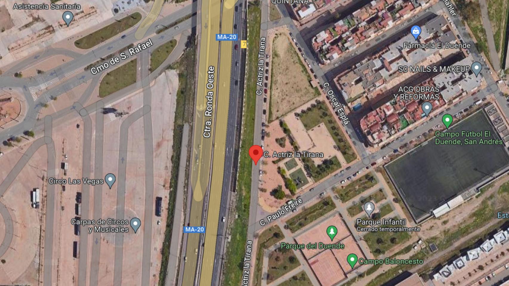 Vista de la calle Actriz la Tirana, donde ha sido encontrado un bebé abandonado.