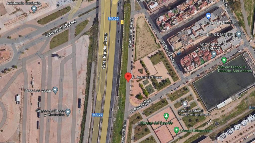 Vista de la calle Actriz la Tirana, donde ha sido encontrado un bebé abandonado.