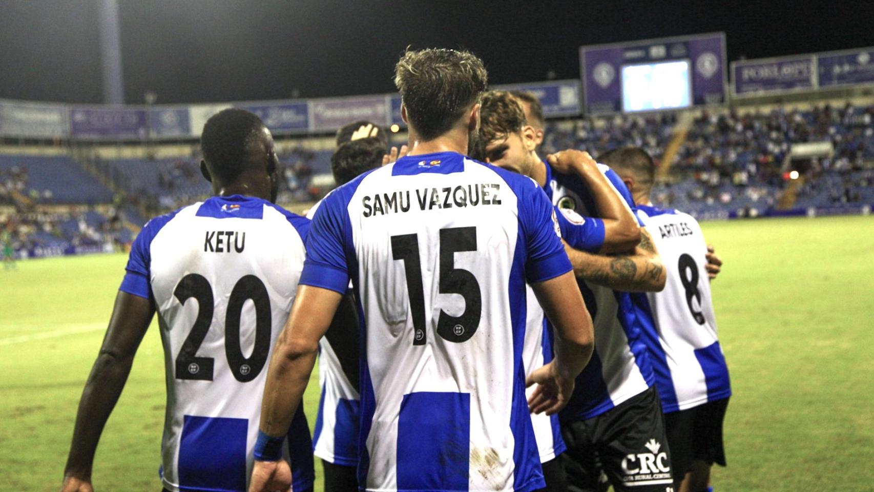 Los jugadores del Hércules CF.