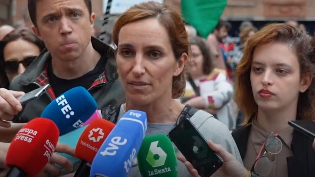 Íñigo Errejón, Mónica García y Elizabeth Duval, este domingo en la manifestación de Madrid en contra de Israel.