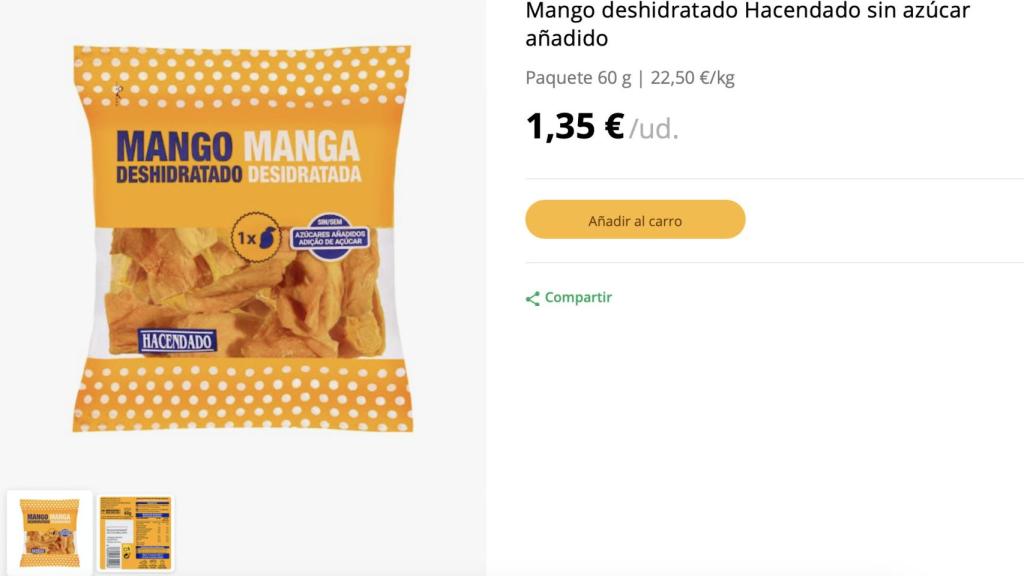 Mango deshidratado.