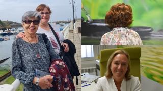 María Ruipérez junto a su madre Pilar, paciente de Alzhéimer; M.L.S.M., paciente de Alzhéimer; y Elvira Piñón, coordinadora enfermera de la Asociación de Familiares Alzhéimer Valladolid