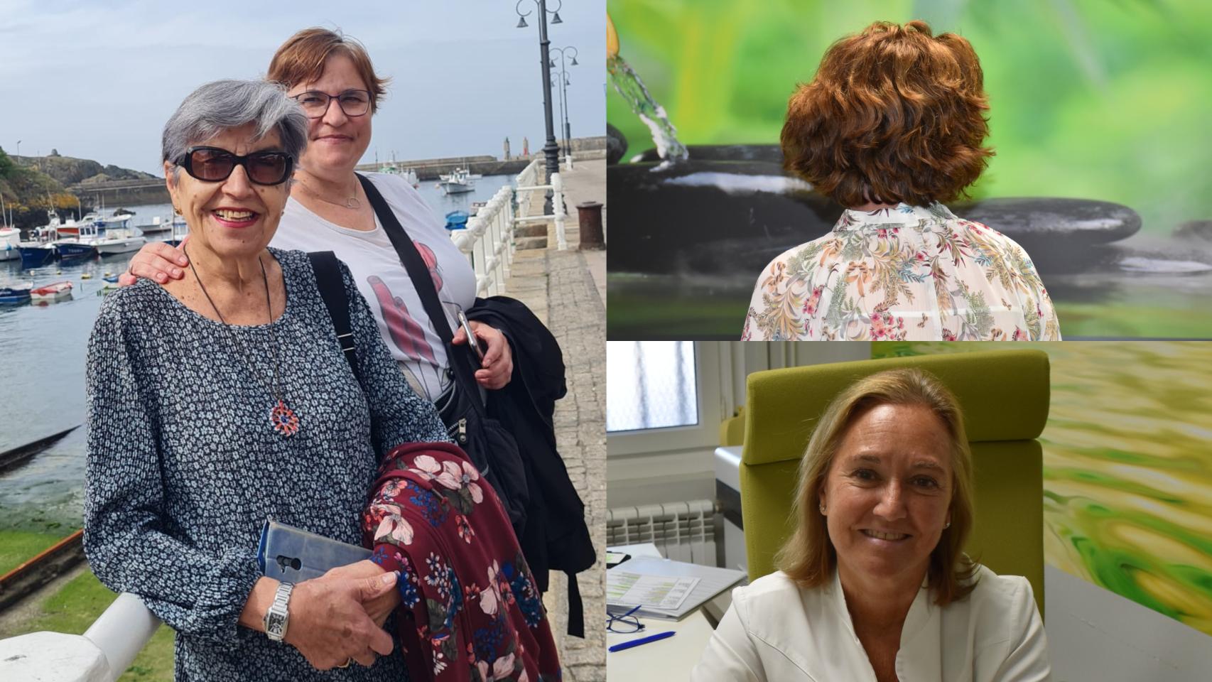 María Ruipérez junto a su madre Pilar, paciente de Alzhéimer; M.L.S.M., paciente de Alzhéimer; y Elvira Piñón, coordinadora enfermera de la Asociación de Familiares Alzhéimer Valladolid