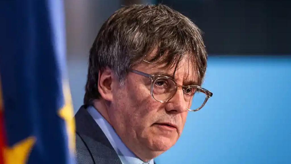 El expresident de la Generalitat y eurodiputado de Junts, Carles Puigdemont, durante una rueda de prensa
