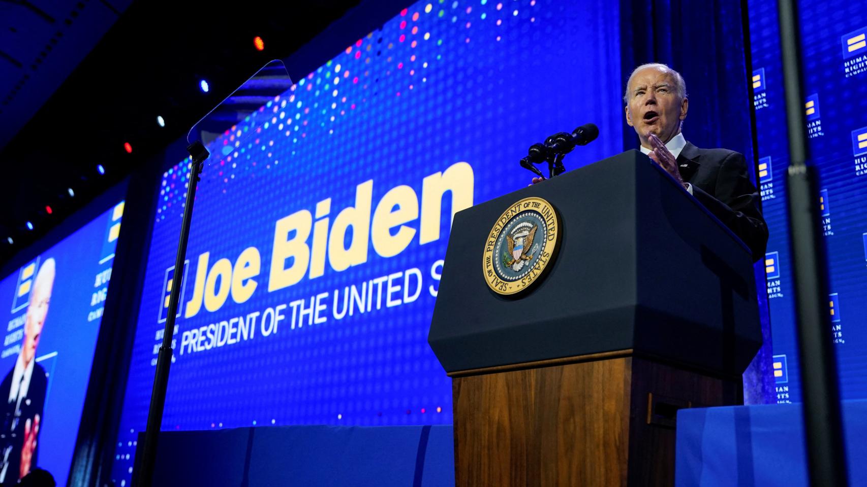 Joe Biden, presidente de EEUU, en un acto de la Campaña de Derechos Humanos, en Washington.