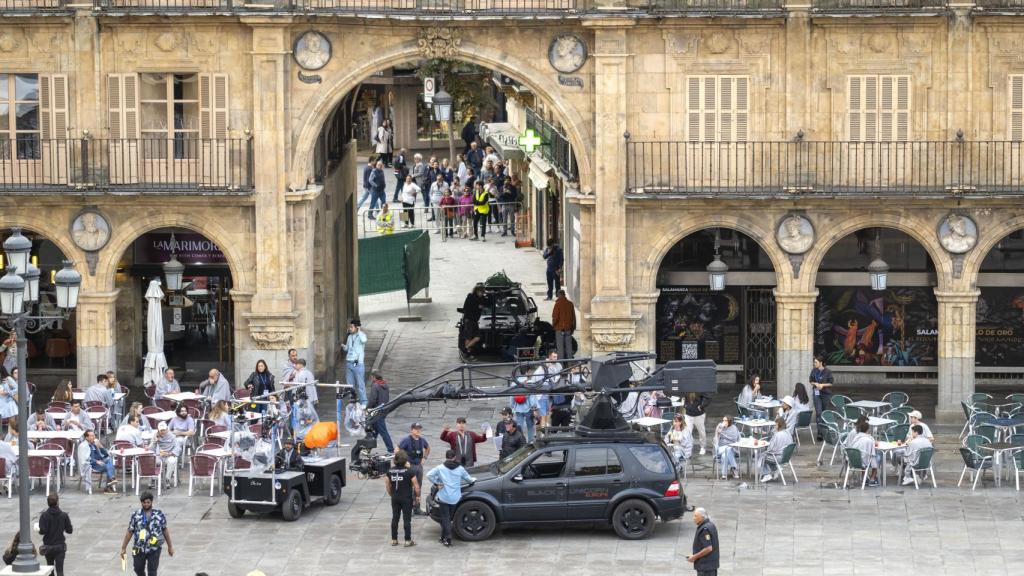 rodaje de una película de Bollywood en la Plaza Mayor de Salamanca