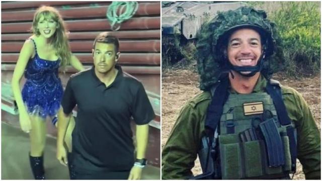 A la izquierda, el guardaespaldas con la cantante. A la derecha, él durante su etapa en el ejército.