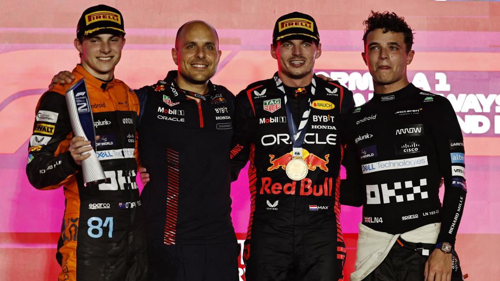 Piastri, Verstappen y Norris, juntos en el podio del GP de Qatar