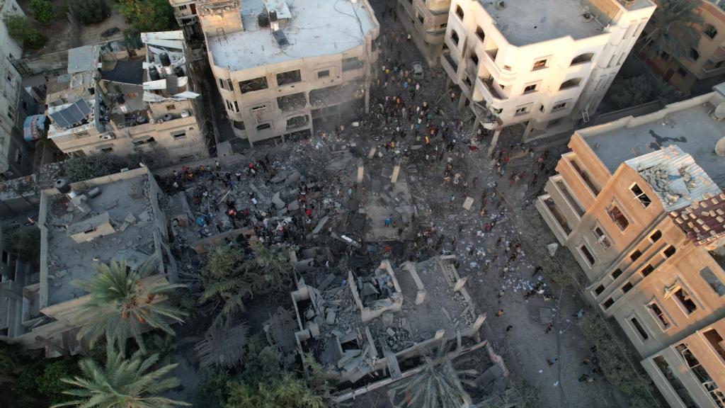Vista aérea de una de las zonas bombardeadas por Israel en la Franja de Gaza.