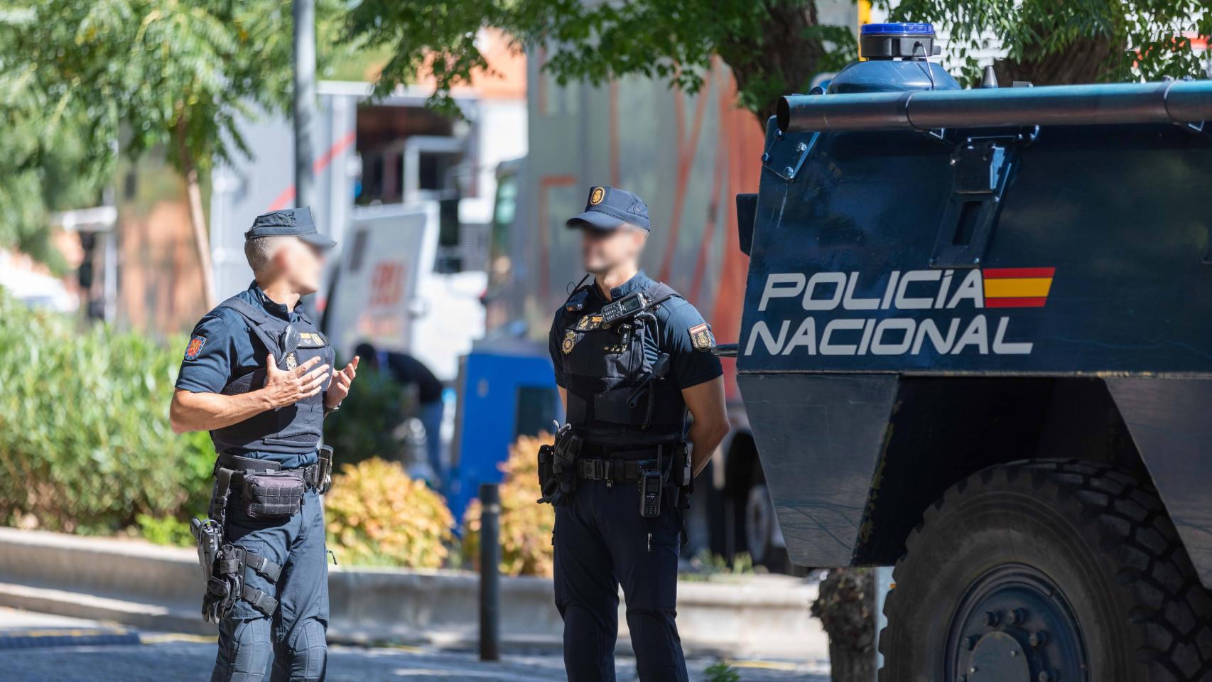 Policías nacionales en Toledo durante una reciente reunión europea.