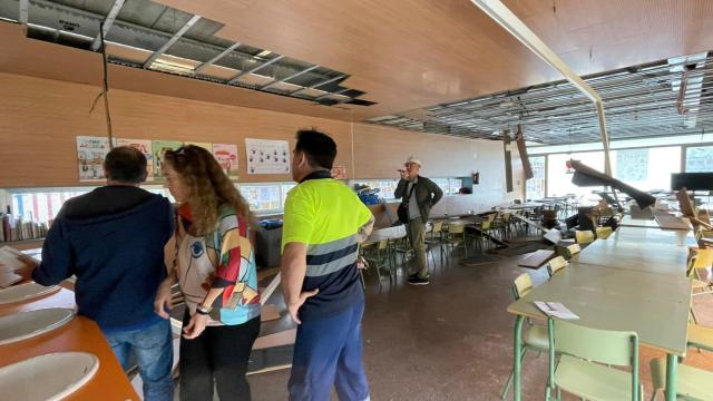 Imagen del comedor tras la caída del techo