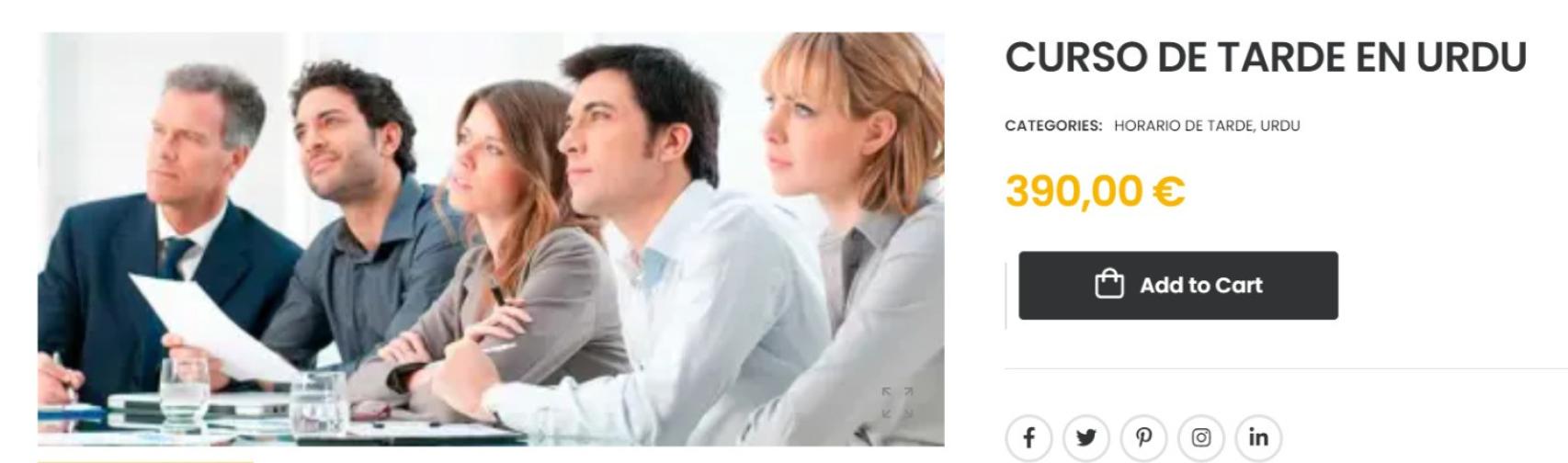 Antigua oferta de curso en urdu en WeTaxi. La información ha desaparecido recientemente de la página web de esta compañía.