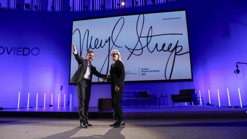 Meryl Streep y Antonio Banderas en el evento.