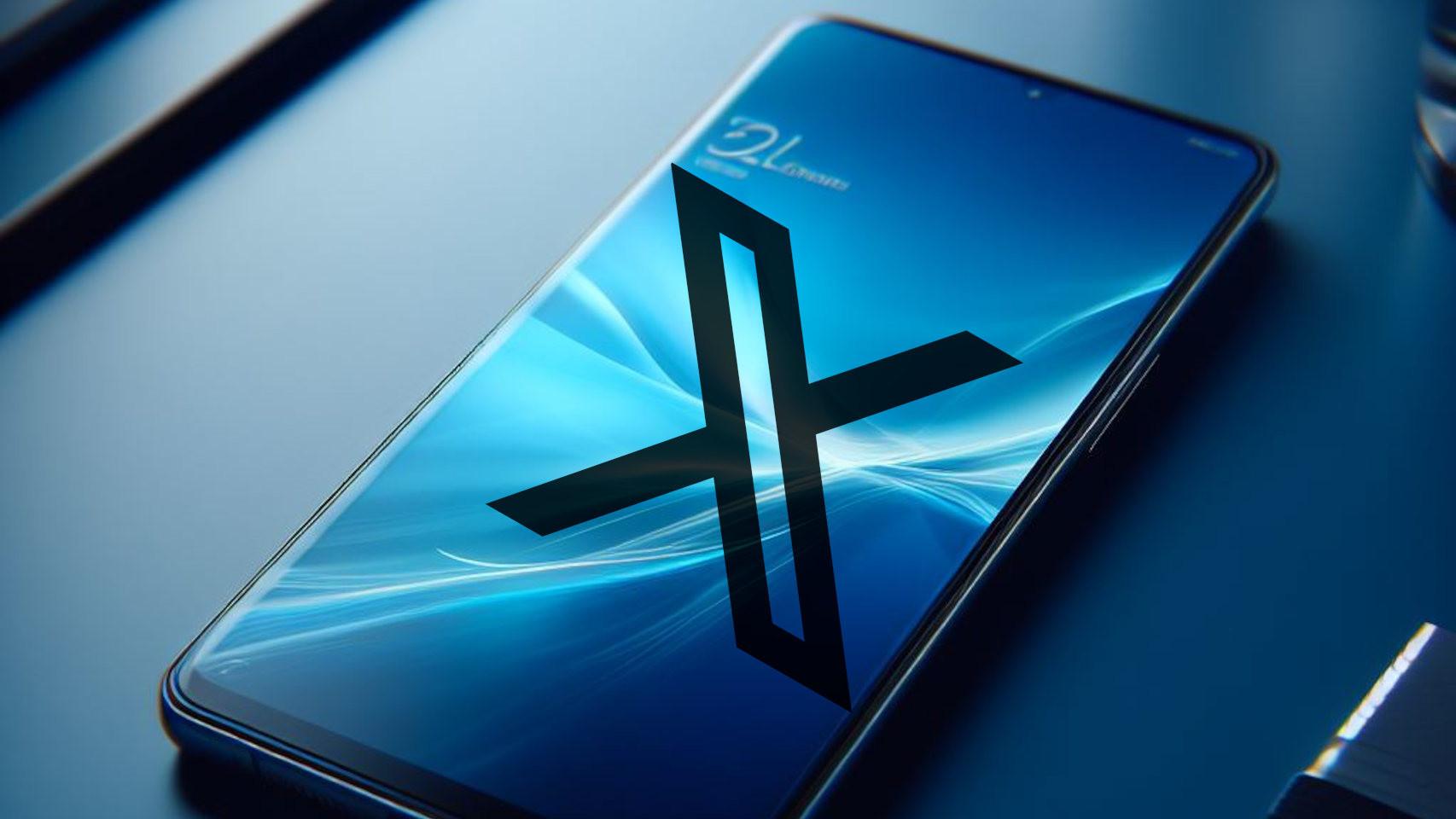 Smartphone con el logotipo de X (anteriormente Twitter)