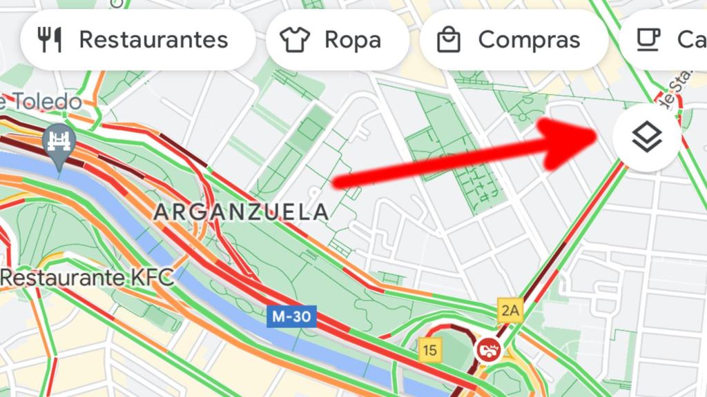 Botón de capas en Google Maps